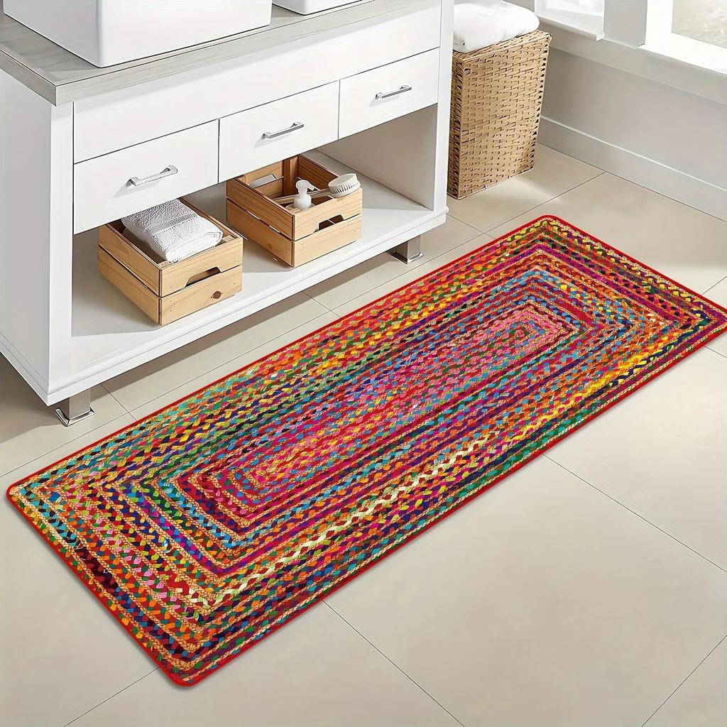 Нескользящий винтажный богемный ковер, моющийся, для кухни, столовой, домашнего декора