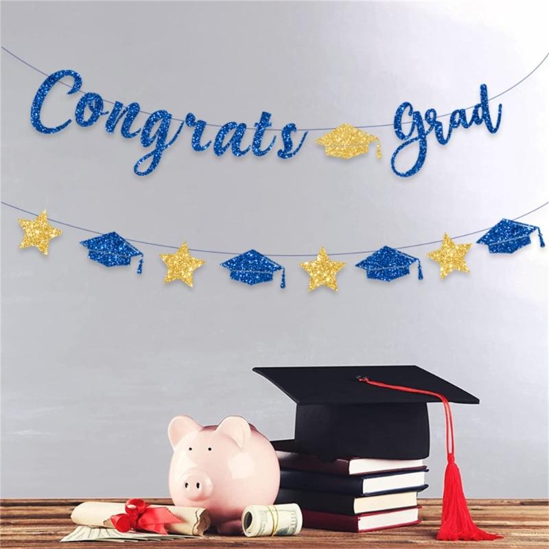 Glittering Graduation Party Hanging Decoration Congrats Grads Hanging Ornament for Class of 2025 for School Graduate