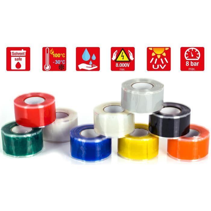 Ruban isolant - Poppstar - 3m - Silicone auto-amalgamant - Étanche - 25mm transparent