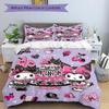 3pcs My Melody and Kuromi Celebrate Printed Quilt Set - Includes 1 Quilt Cover and 2 Pillowcases, Machine Washable - Suitable for All Seasons.H07