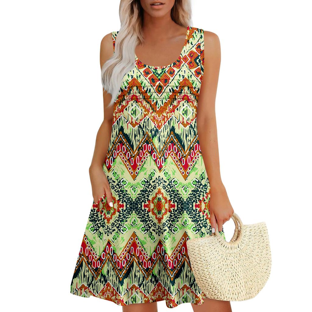 Womens Summer Dresses Loose Sleeveless Sundresses Dress With Pockets