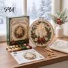 Art And Craft Kits for Adults Christmas Embroidery Kit Beginners, Pre-Printed Pattern Full Set DIY Needlework Supplies of Tools, Festive Wall Ornament
