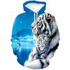 Men'S White Tiger Novelty Hoodie 3D Realistic Print Pattern Fashion Sweatshirt Autumn Women'S Fashion Casual Oversized Pullover