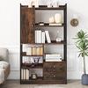 Bookcase, 6 Shelf Bookcase with Doors And Drawers Floor To Ceiling Bookcase, Industrial Bookcase, Steel Shelf,