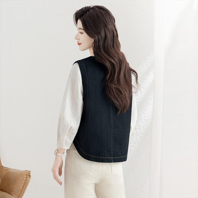 Женский джинсовый жилет свободного кроя в стиле ретро