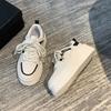 Leather Platform White Shoes Women's 2025 Spring New Versatile Casual Height Increase Breathable Single Shoes Student Sports Board Shoes