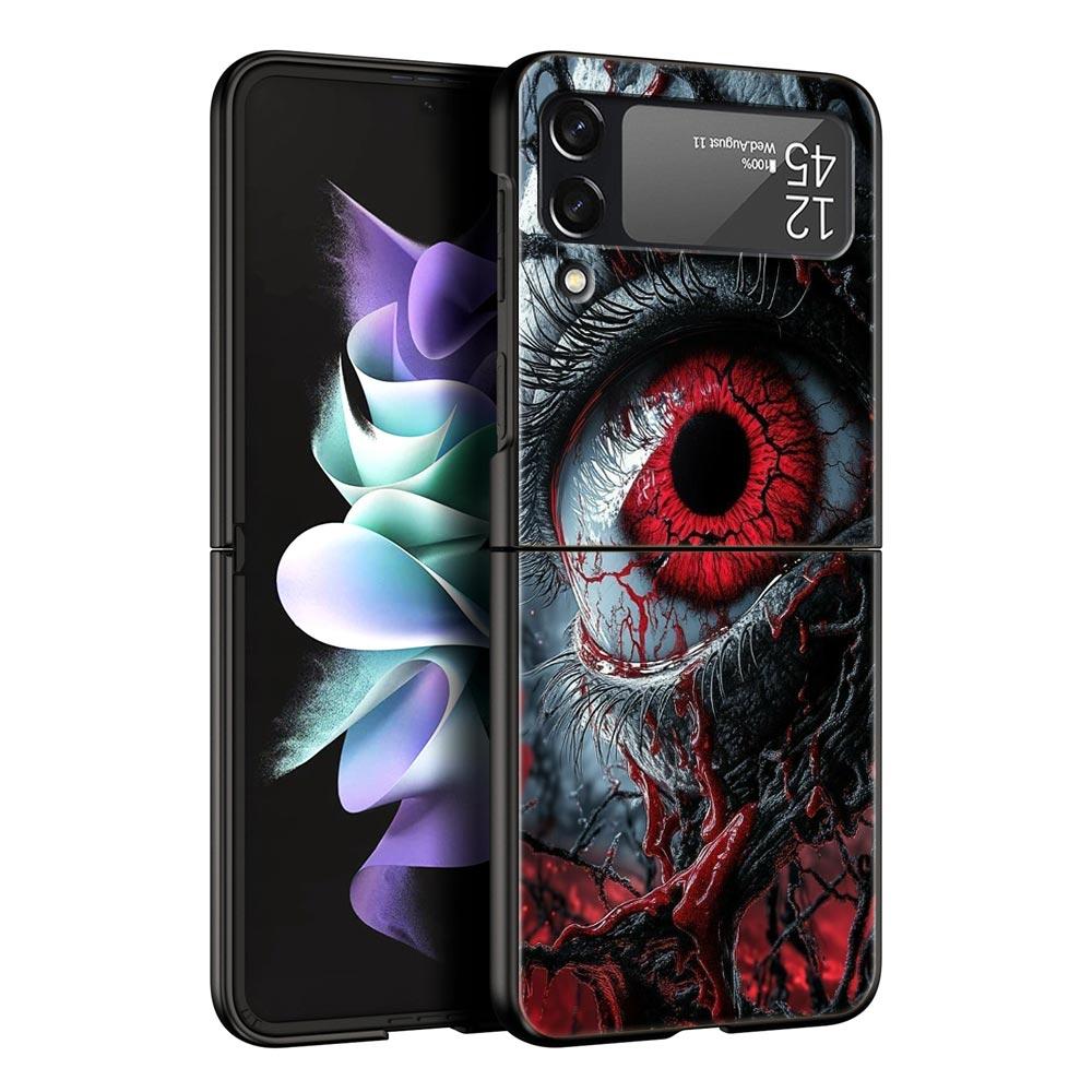 Жуткий Страшный Красный Глаз Жесткий ПК Чехол для Телефона Для Samsung Galaxy Z Flip 7 6 5 4 Черная Крышка Для Galaxy Z Flip 3 Складной Корпус Fundas