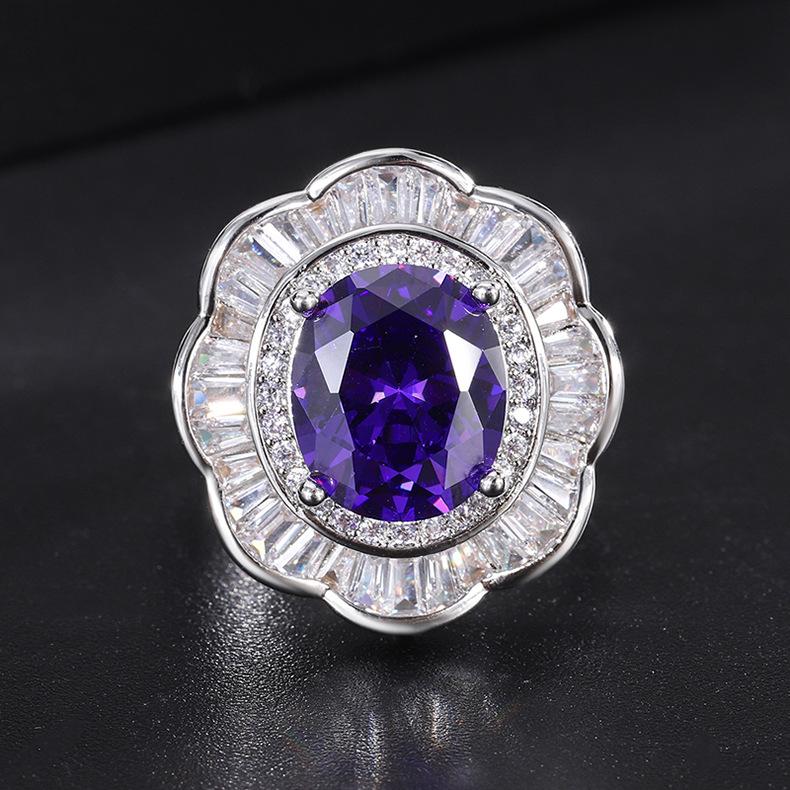 2024 новое кольцо с цветным цирконием, инкрустированное бриллиантами, преувеличенное ювелирное кольцо с цирконием, мода