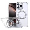 For IPhone16Pro Magnetic Phone Case Transparent Gear Rotating Magsafe Bracket S24FE Protective Cover