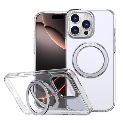 Для iPhone 16 Pro Магнитный чехол для телефона Прозрачный Вращающийся держатель Magsafe S24FE Защитная крышка
