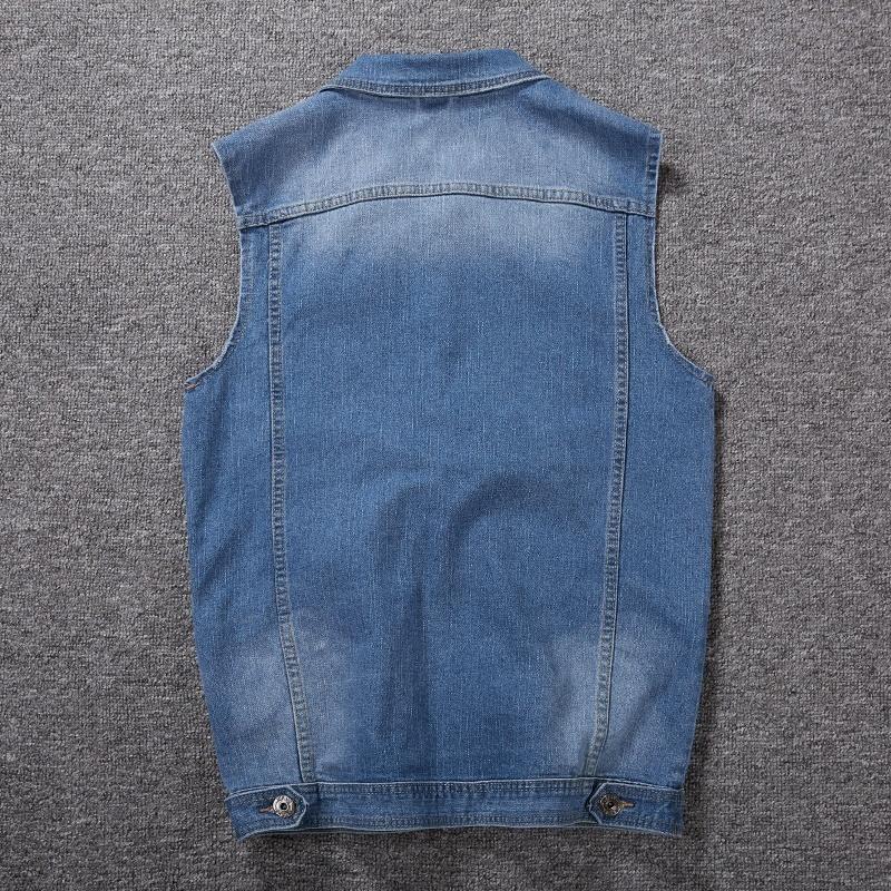 Cotton Jeans Sleeveless Jacket Vest Men's Denim Jeans Vest