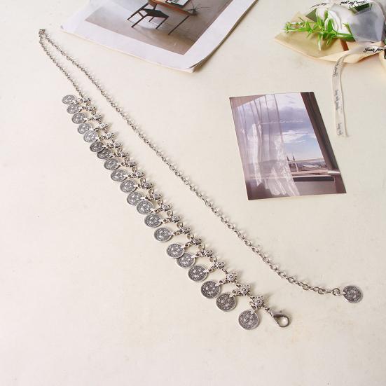 Round Coin Waist Chain Retro Style Extension Adjustable Length Belly Dance Waist Chain Women Fashion Accessory