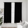 Blackout Curtains with Hooks Linen Look 2 pcs Black 140 x 175 cm