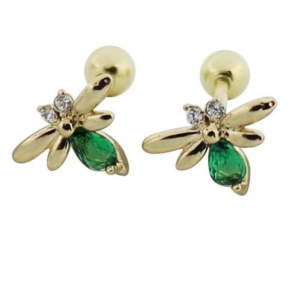 ANENJERY Геометрический циркониевый насекомый пчела винт гвоздь для ушей женский модный простой маленький изысканный универсальный милый гвоздь для ушей подарок