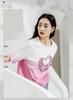 Summer T-shirt Simple and Versatile Short Sleeve Contrasting Color Slimming Women's Top