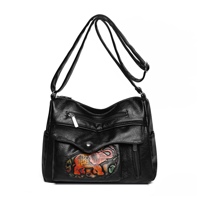 Женская сумка с тисненым слоном, сумка через плечо большой емкости, сумка для мам среднего возраста
