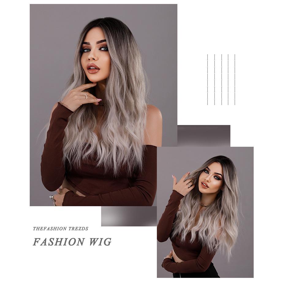 Жен. 63 см Волосы Искусственные волосы Серебристо-белые волосы Длинные волосы Длинные вьющиеся волосы Розовые волосы Сетка Головные уборы Полный головной убор Натуральный Настоящий парик