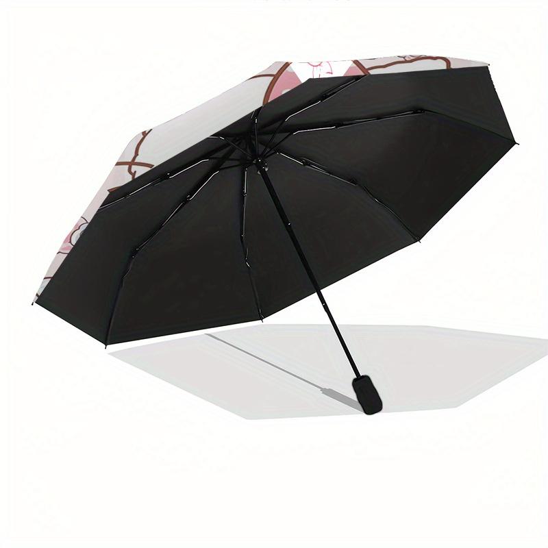 Hello Kitty,Bow Automatic Folding Umbrella-Simple 8-Rib Design, Bright Cartoon Pattern, Durable Iron Frame, Suitable For Travel, Outdoor, Be