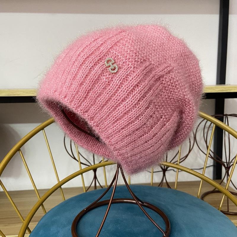 Зимние шапки для женщин, теплые толстые шапочки для девочек, уличные головные уборы, вязаные черепа, эластичные новые полосатые женские повседневные шапки со стразами