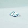Кольца Trumium S925 Sterling Silver Double Layer Wave Gradient Blue для женщин Sea Design Fine Jewelry