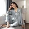 Парная пижама женская из ледяного шелка с длинным рукавом, домашняя одежда, мужской шелковый тонкий костюм из искусственного шелка для весны и лета