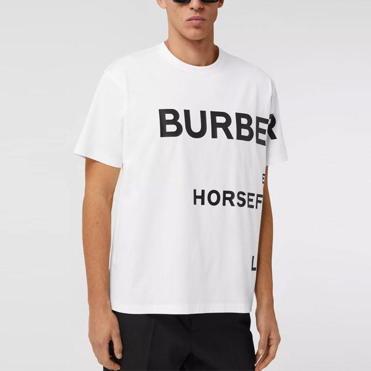 Burberry Мужская футболка с принтом Horseferry Белый/Черный 80406911