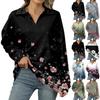 Женская летняя модная повседневная рубашка с v-образным вырезом и длинным рукавом с принтом, топ