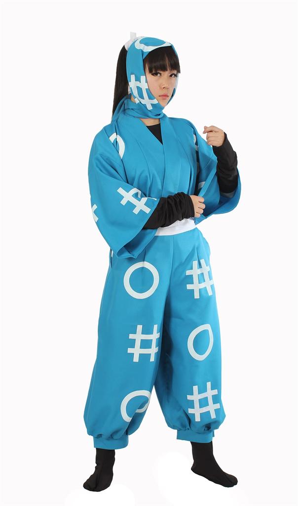 [NOOLOR] Nintama Ninjutsu Academy Ninja One-Size Set, I-Group, Ro-Group, Ha-Group Uniform Cosplay Costume (Free Size, Sky Blue)