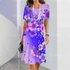 Ayollar uchun yangi ko'ylaklar, 3D floral bosma elementlar, Elegant kundalik qisqa yengli ko'ylaklar Y2K moda katta o'lchamdagi ayollar ko'ylaklari