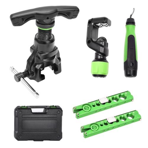 Flaring Tool, Eccentric Type, Compatible with New Refrigerants, Pipe Expansion Clamp, 5-in-1 Set, Compatible with 6-19mm (1/4"-3/4") 45 Eccentric Ty