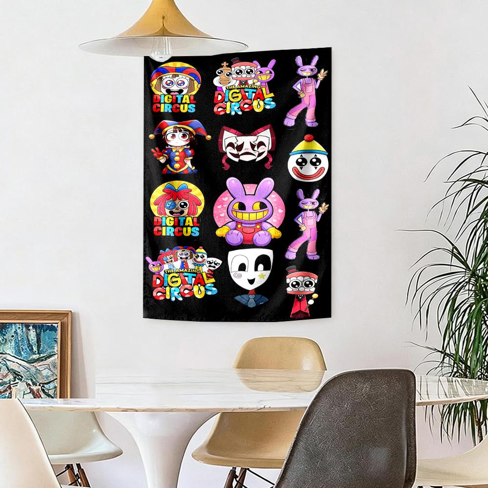 Digital Circus Wall Decor Tapestry Art For Pet Memorial Birthdaywedding Party Backdrop Family Gift