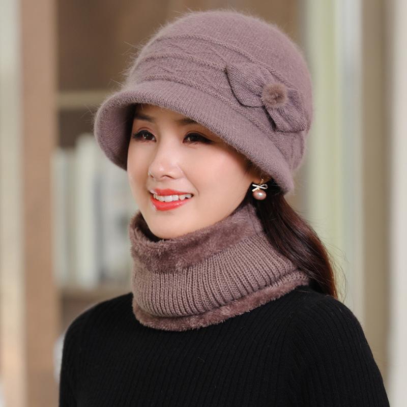 Вязаные шапки для пожилых людей среднего возраста Шапки из кроличьей шерсти Шапки-тазики