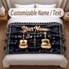 Music Guitar Theme Soft Blanket Personalized Custom Name Text Print Warm Blanket Home Sofa Bedroom Decor