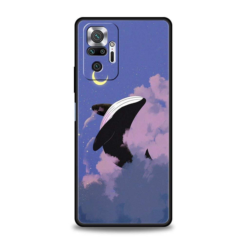 Парный чехол для телефона с дельфином и китом Для Xiaomi Redmi Note 14 13 12 Pro Plus 5G 9S 9 10 11 4G 14C 13C 12C 10C 9C 9A Мягкий чехол