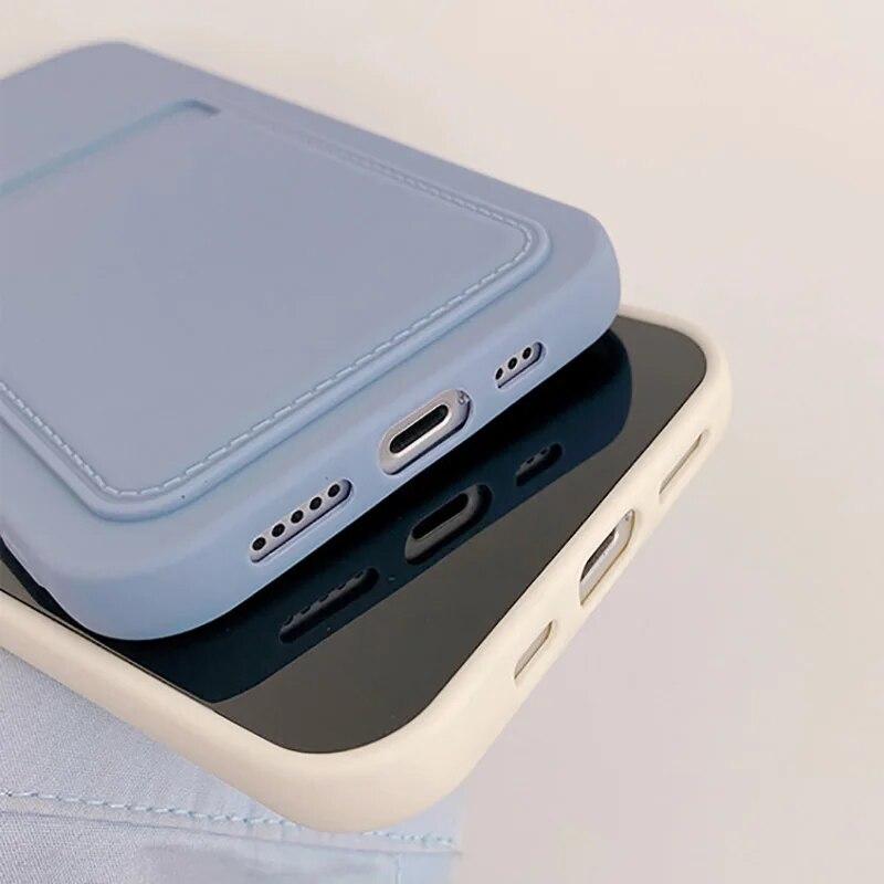 Soft Silicone Phone Case For iPhone 14 Pro Max Case iPhone 11 15 13 12 Pro Max XR XS 14 15 Plus 7 8 SE Wallet Card Holder Cover