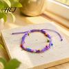 Handmade Woven Friendship Jewelry Braided Bracelet for Women, Bohemian Wrist Rope Boho Style Summer with Colorful Rice Beads, Adjustable Knot