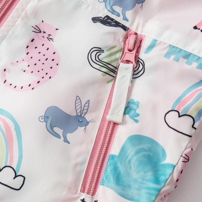 2025 Новые детские весенние уличные спортивные куртки с принтом, с капюшоном, на молнии, с длинным рукавом, детская верхняя одежда из полиэстера, осенние пальто для девочек