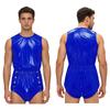 Men’s One-Piece Swim Bodysuit S-3XL Waterproof Sleeveless Back Zipper Open Crotch Button Closure Elastic Waist for Club