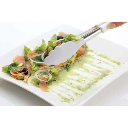 Shimomura Kihan Silicone Tongs, Made in Japan, Won't Scratch Frying Pans, Dishwasher Safe, Suitable for Deep Frying, Easy Grip, Heat-Resistant, White,
