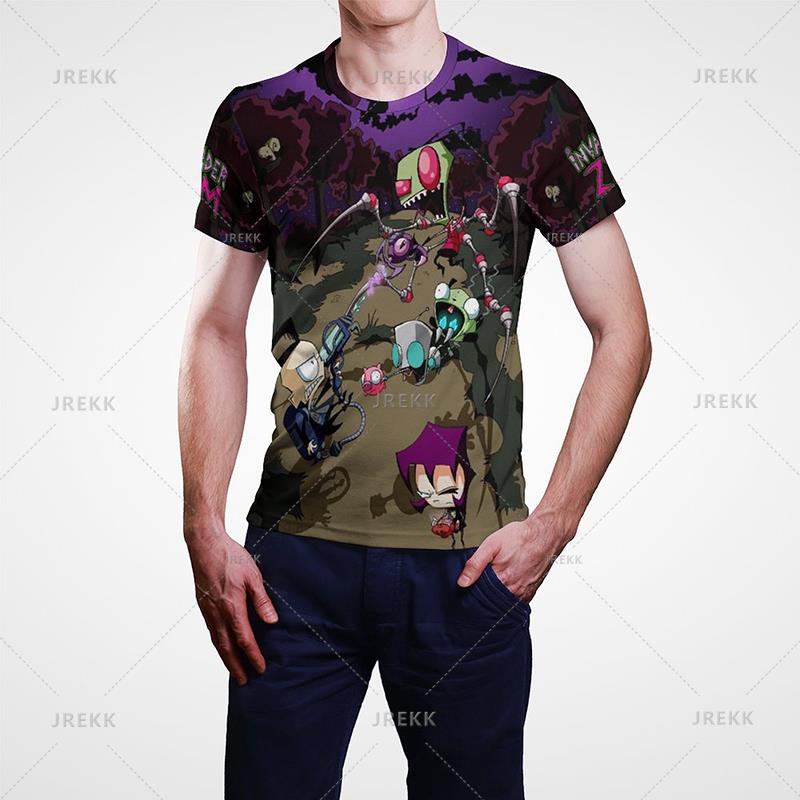 Футболка с рисунком аниме «Захватчик Зим», мужская летняя футболка с коротким рукавом, крутая футболка с 3D принтом, забавные мембранные топы, футболка, одежда