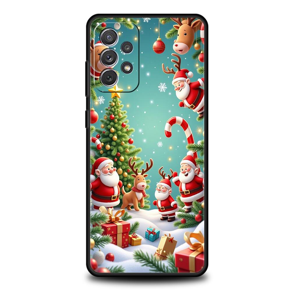 Чехол для телефона на Новый год и Рождество для Samsung Galaxy A55 A35 A15 A14 A13 A25 A54 A51 A71 A72 A73 A32 A52 A41 5G Мягкий ТПУ Чехол Capas
