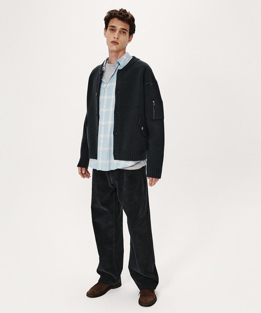 Shirter Chunky Yarn Heavy Cardigan (Steel Navy)