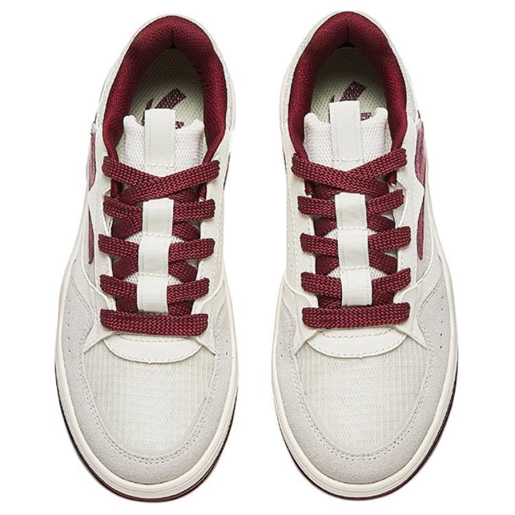 Anta Slip Resistant Abrasion Resistant Low top Skateboard Shoes Women's White Red 922428007-1