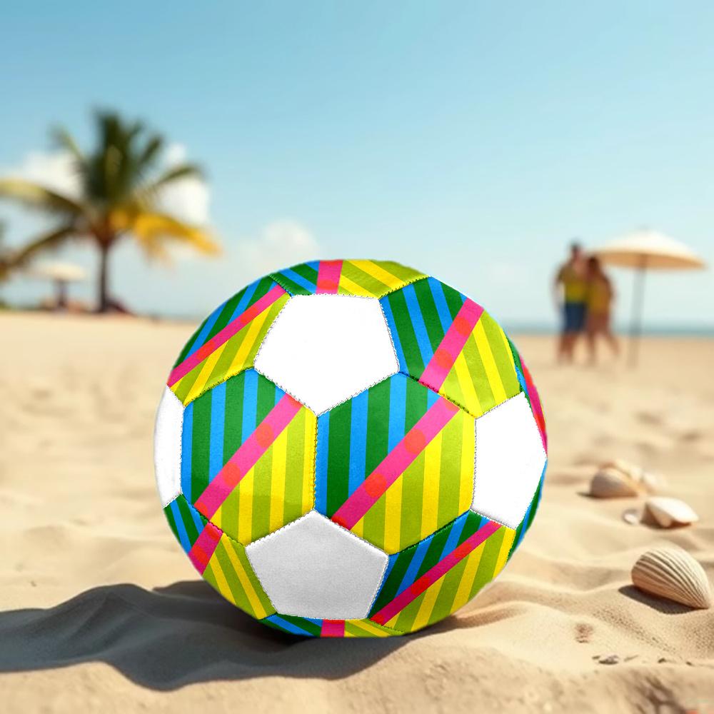 1pc Colorful Stripes Circles Outdoor Sports Football, Size 5, Comfortable And Durable Feel,Gift yy79