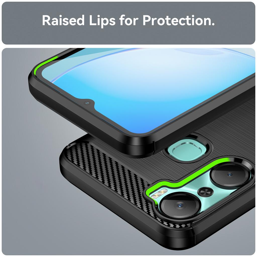 Infinix Hot 12 Pro Carbon Silicone Case - Flexible, Durable, Black Protective Cover