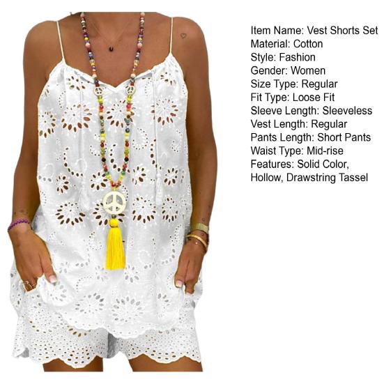 Шикарный дышащий жилет с завязками и кисточками, топ, широкие шорты, комплект, уличная одежда