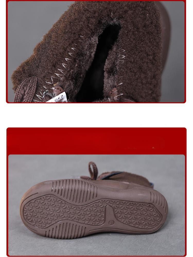 Johnature Хлопковая обувь с плюшевыми теплыми короткими сапогами из натуральной кожи с круглым носком, женская обувь на мягкой подошве