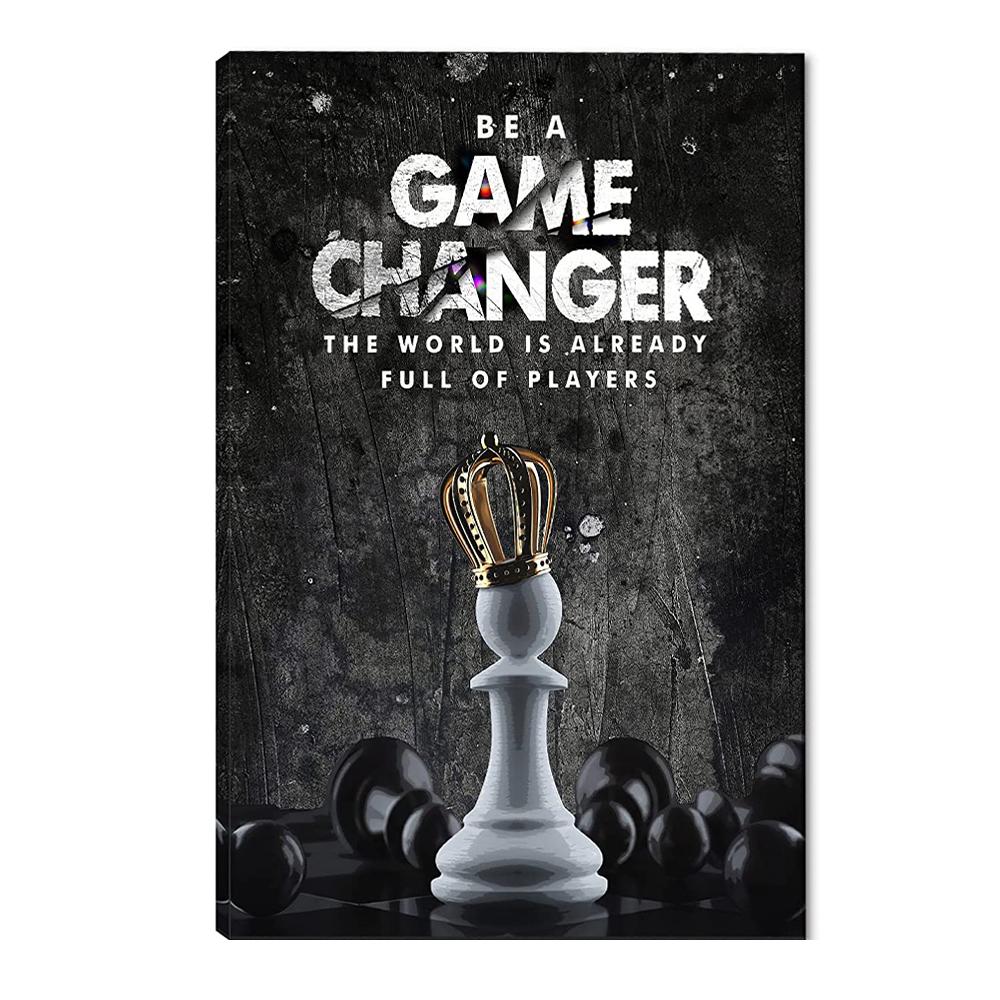 GAME CHANGER Golden King Canvas Printed Mural Posters Chess Is Last Standing In the Chess Board Concept Successful Wall Art Pictures Modern Home Decor