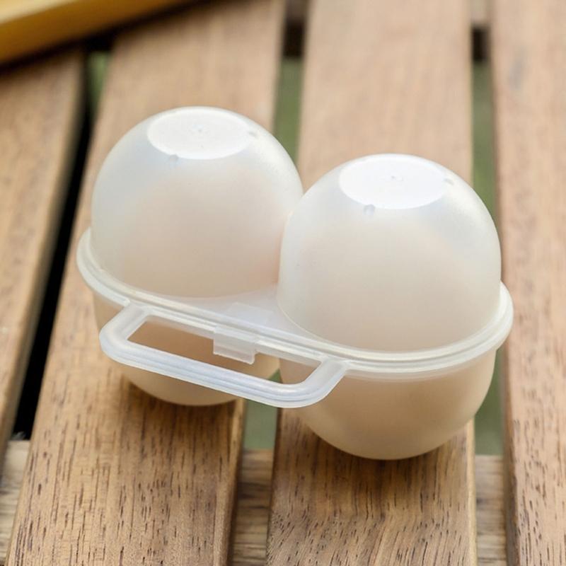 Мини-держатель для яиц, контейнер для хранения яиц на 2 ячейки с фиксированной ручкой, пластиковый ящик для хранения яиц, переноска для яиц для кемпинга на открытом воздухе