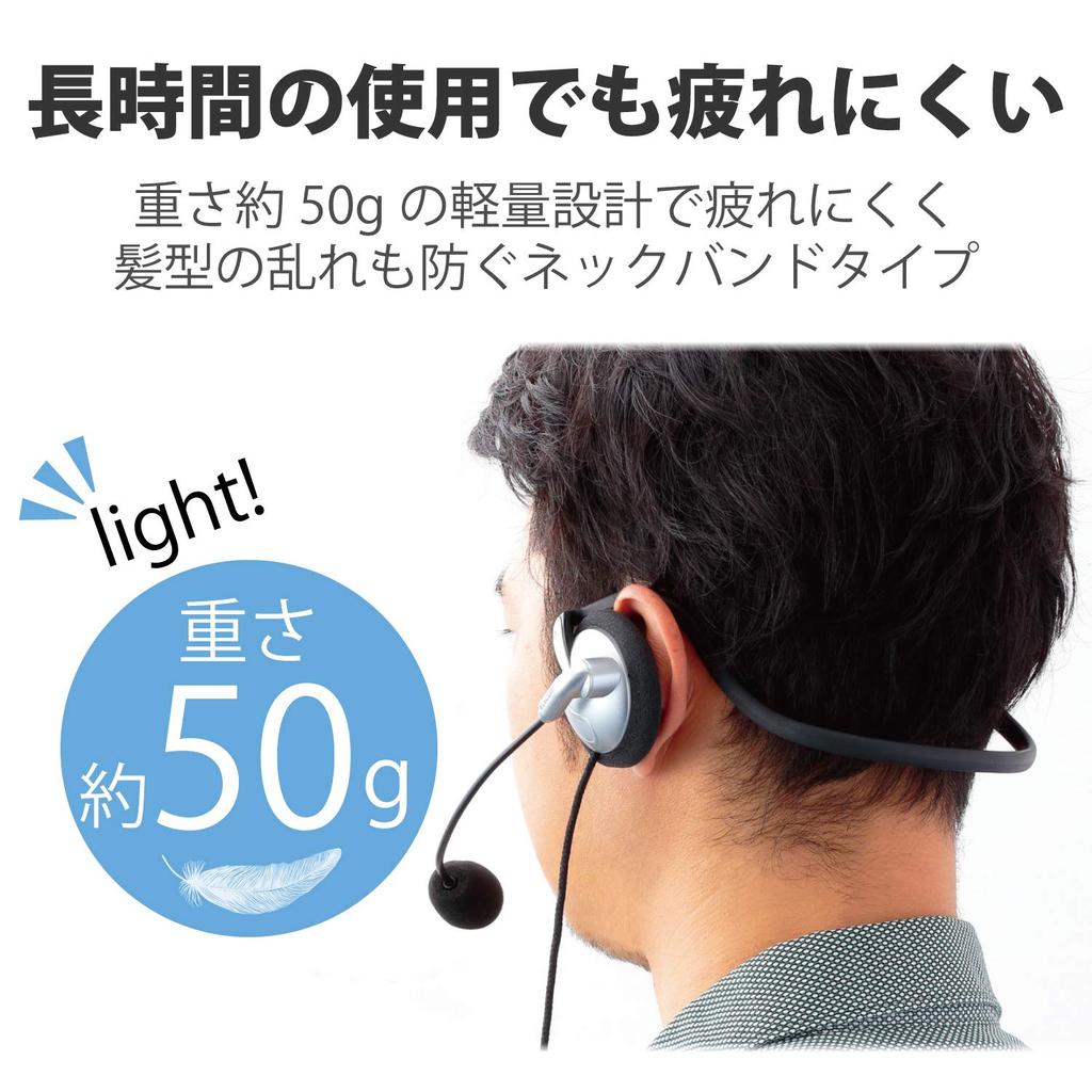 Elecom Headset Microphone 4 Pole Binaural Neckband Durable Cord 1.8m HS-NB05TSV